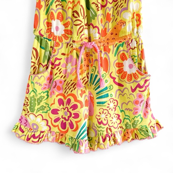 NWT Mini Boden Flower Animal & Print Romper Girls size 5-6 Yellow Floral Bright - Picture 6 of 15